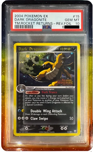 2004 POKEMON EX TEAM ROCKET RETURNS #15 DARK DRAGONITE-REVERSE FOIL PSA 10